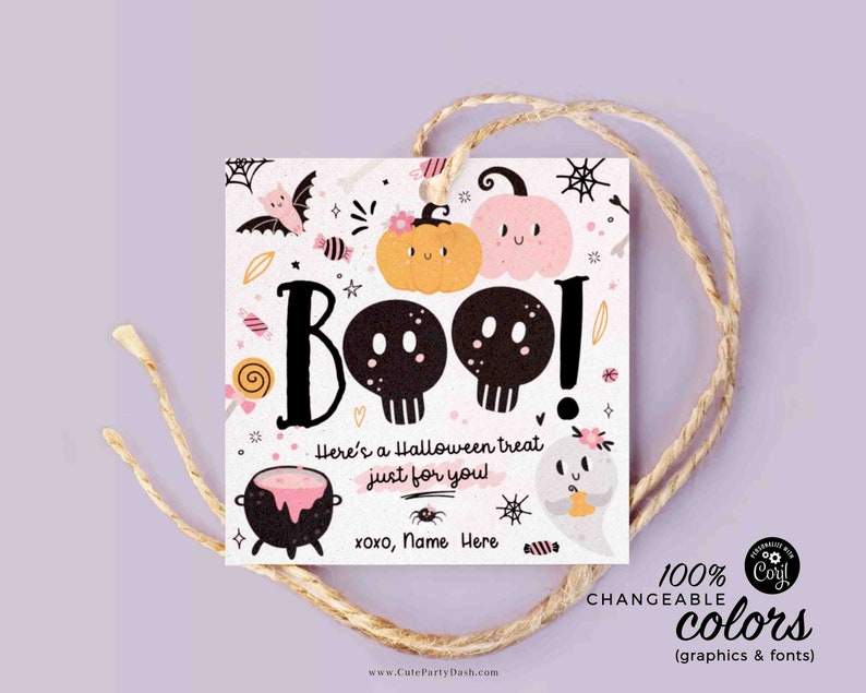 EDITABLE Boo a Treat for you Gift Tag Template Pink Halloween Teacher Staff Pta Pto Kids Spooky Treat Gift Candy Label INSTANT DOWNLOAD