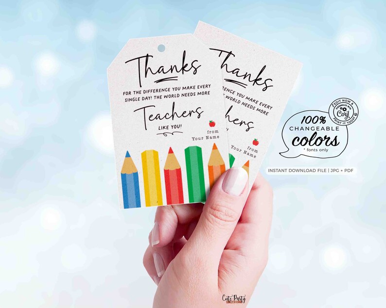 Teacher Appreciation Week Gift Tag Printable INSTANT DOWNLOAD Gift for Teachers Gift box Thank You Card Editable Happy Teacher Appreciation