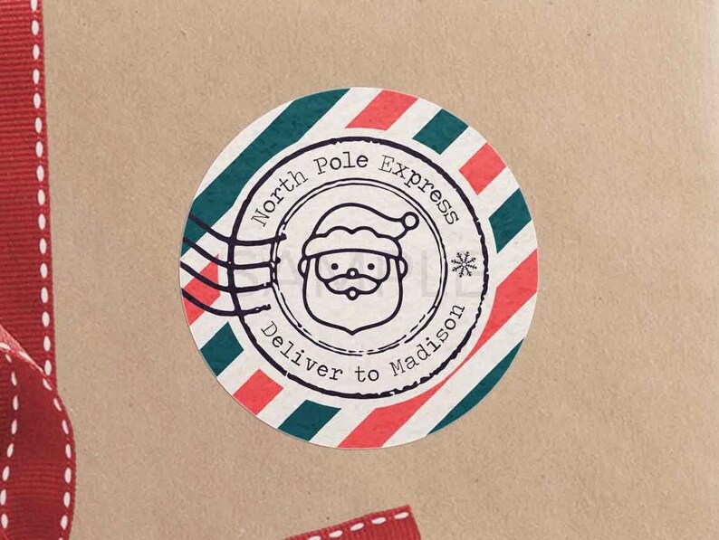 EDITABLE Vintage Christmas North Pole Gift Labels, From Santa Mail, Christmas Mail Sticker gift tag, Package Postage Label INSTANT DOWNLOAD