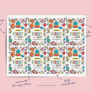 EDITABLE Happy First Day of School Gift Tag Printable Welcome Back To School treat Tag Rainbow Teacher 1st day of school INSTANT DOWNLOAD