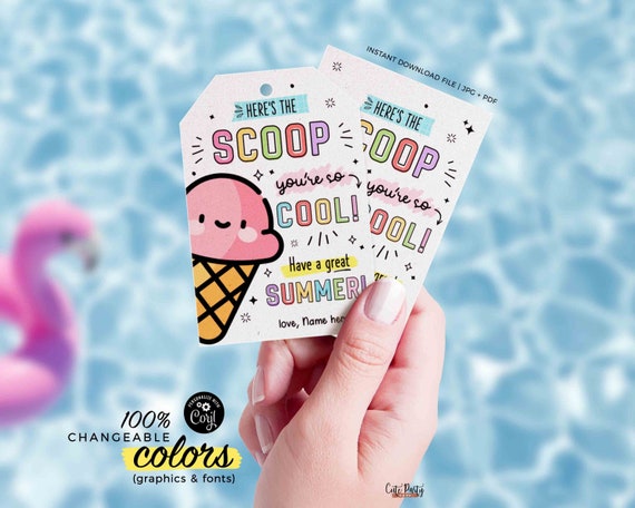 Ice Cream Gift Tag Printable: Editable Summer Tag (Instant Download)