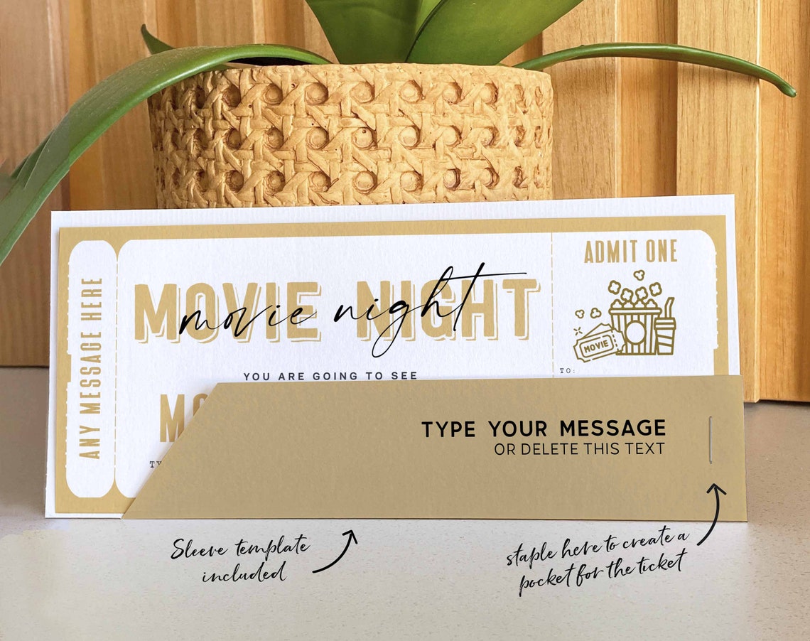 Surprise Movie Ticket Template Gift Certificate Voucher - Etsy