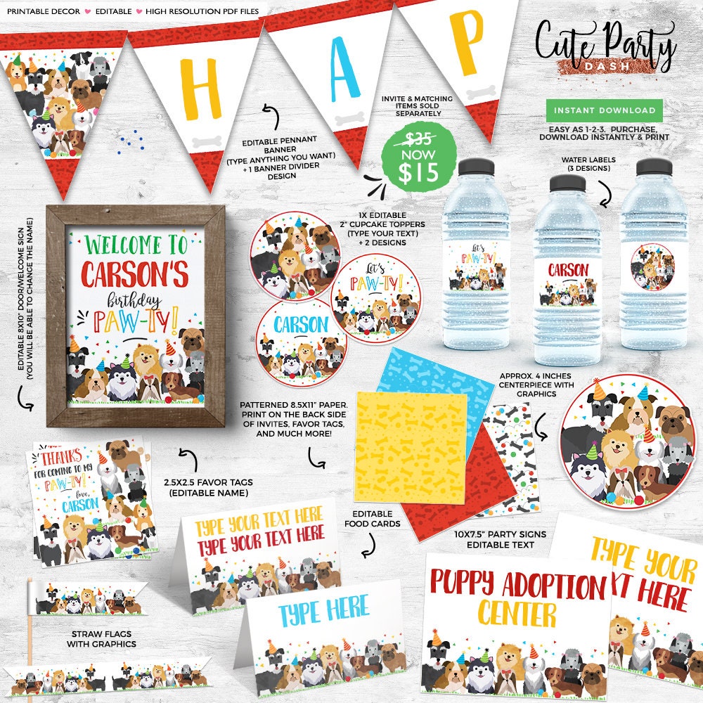 Puppy Adoption Party Sign: Make a Collar Printable (digital Download ...