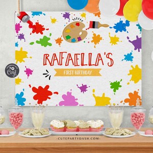 Editable Art party Birthday backdrop 
INSTANT DOWNLOAD