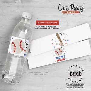 Baseball Birthday Party water label