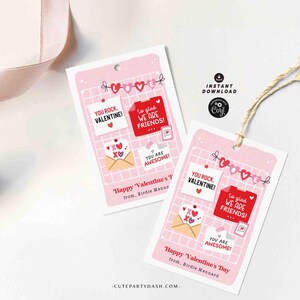 Happy Valentine's Day Classroom Valentine Kids Tag Printable INSTANT DOWNLOAD Teacher Valentines Notes Gift Coworker Team  EDITABLE gift tag