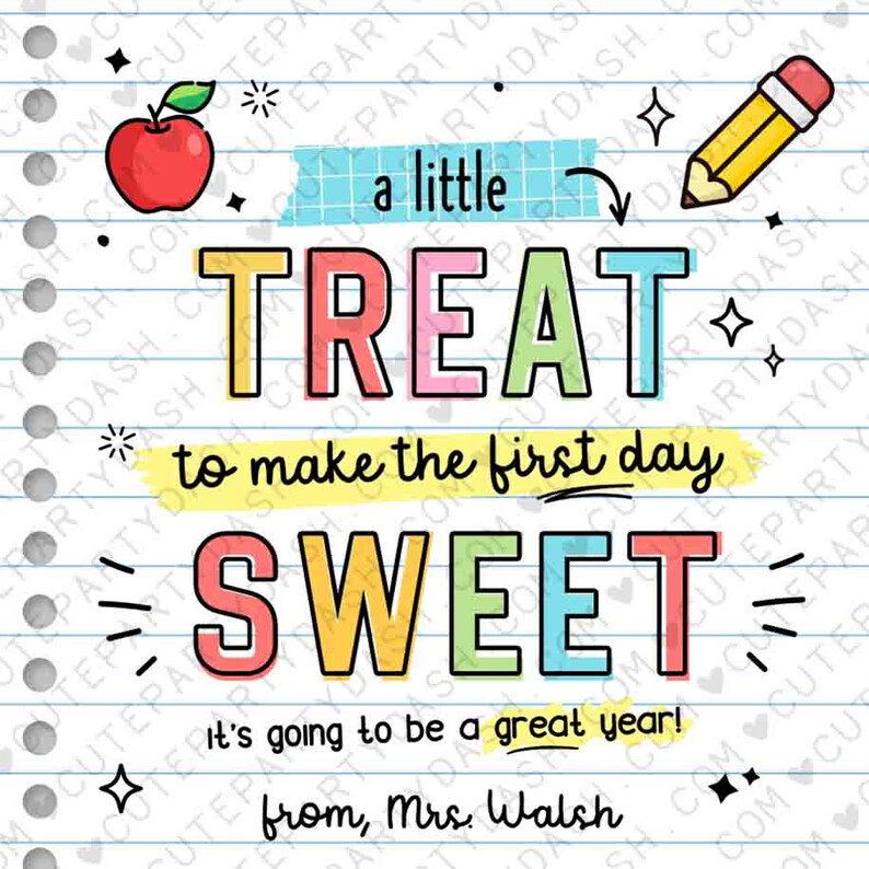 Welcome Back To School Gift Tag EDITABLE First Day of School gift from Teacher Little Treat Cookies Gift Label Sticker INSTANT DOWNLOAD