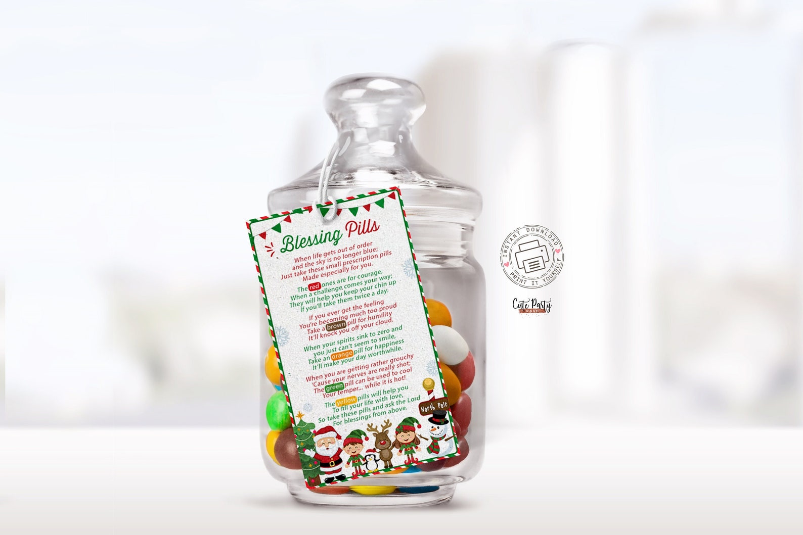 Christmas Blessing Pills Poem Tag Gift Tag Teacher Staff - Etsy