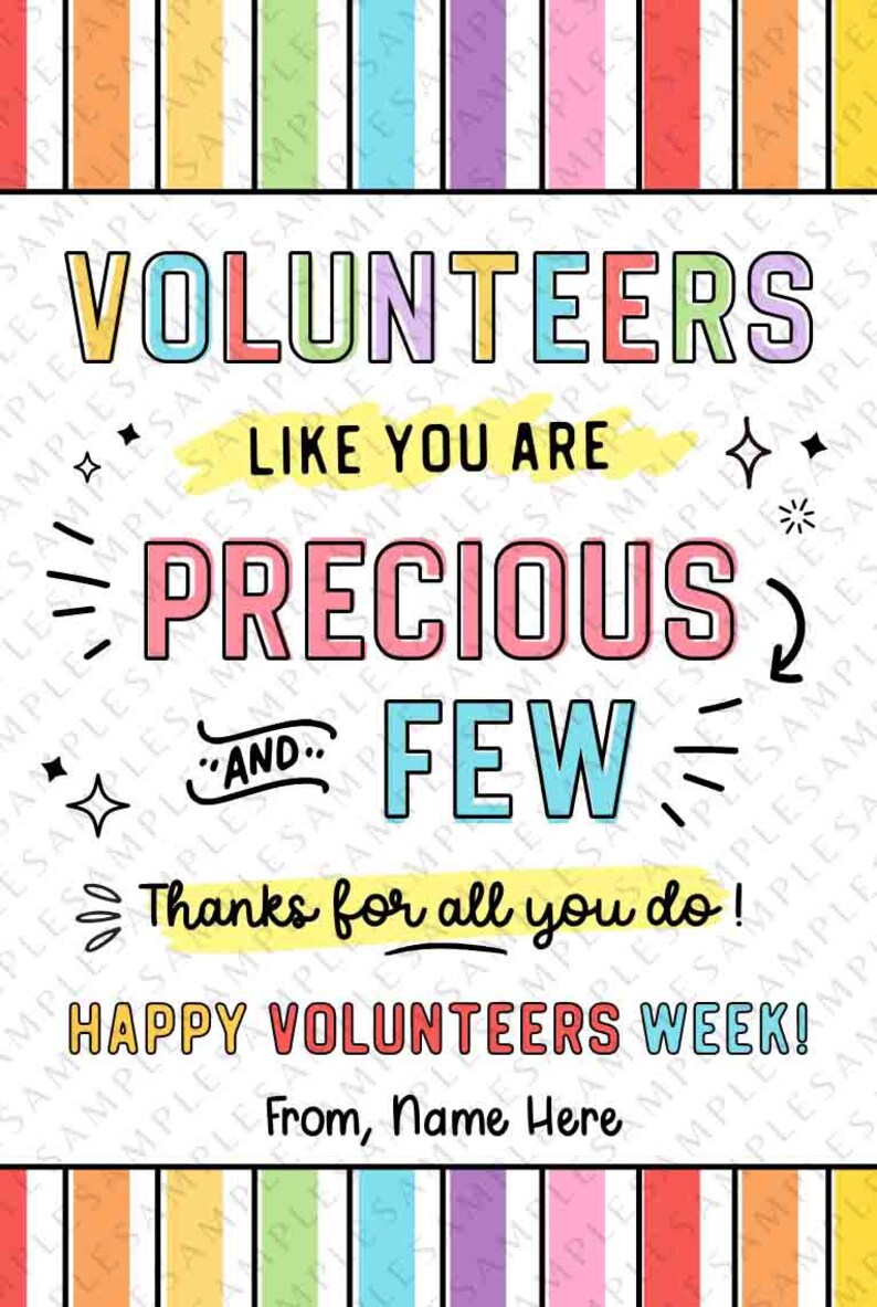 Volunteer Appreciation Gifts Tag Editable Printable Volunteer Thank You Card Employee Appreciation Week Staff Team Member INSTANT DOWNLOAD