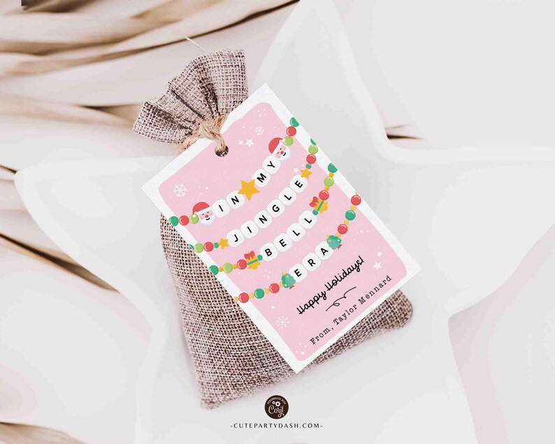 In My Christmas Era Gift Tag Printable INSTANT DOWNLOAD In My Jingle Bell Era Christmas Friendship Bracelet Unique Trendy Holiday Tag for