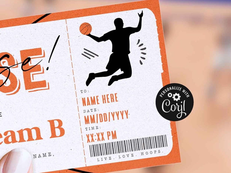 EDITABLE Basketball Game Ticket Template Ticket Gift Idea Etsy