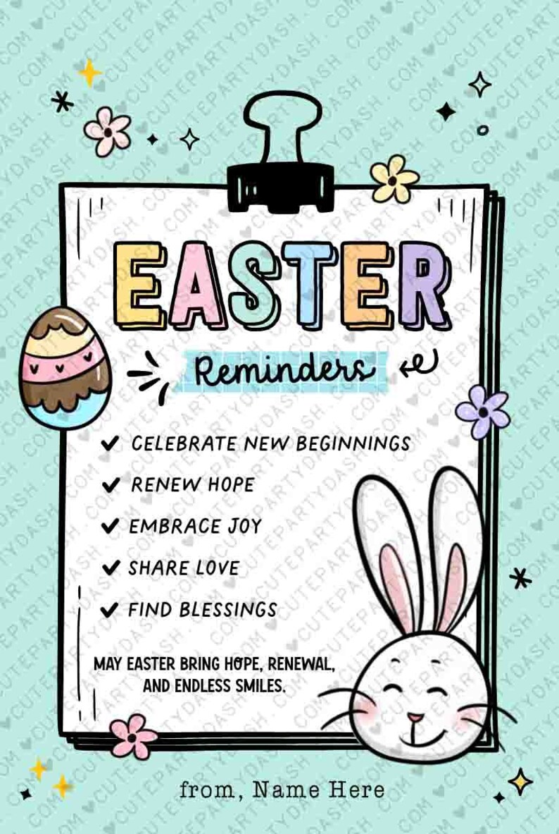 Easter Wishes Gift Tag Printable INSTANT DOWNLOAD Editable Easter Reminders Treat Tag Greetings Happy Easter gift for Staff Employee Team