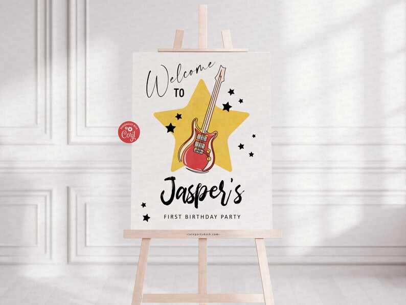 EDITABLE One Rocks Baby 1st Birthday welcome sign