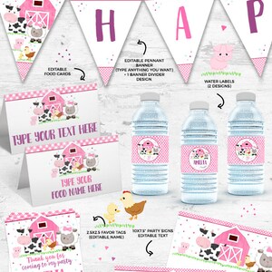 INSTANT DOWNLOAD, EDITABLE Girls Barnyard Birthday Wall Banner Girly ...