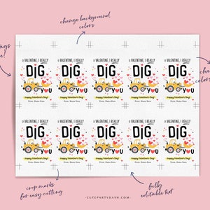 I Dig You Valentine's Day Kids Classroom Tags Printable INSTANT ...