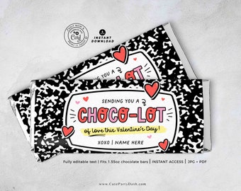 Envoltorio de chocolate para el día de San Valentín: Regalo editable (descarga digital)