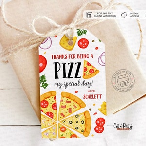Pizza party favor tags