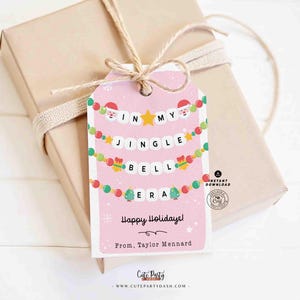 In My Christmas Era Gift Tag Printable INSTANT DOWNLOAD In My Jingle Bell Era Christmas Friendship Bracelet Unique Trendy Holiday Tag for