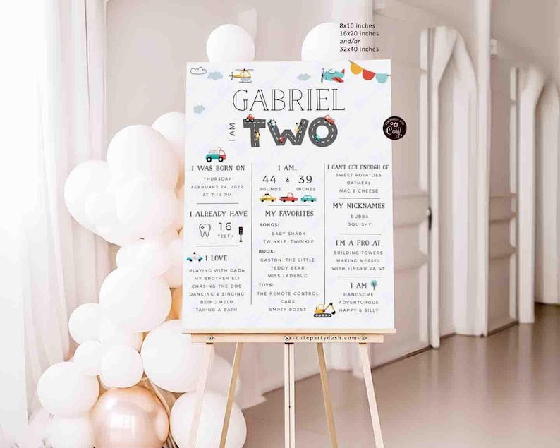 Transportation Birthday Milestone Poster: Editable Chalkboard Sign (Digital Download) image 1