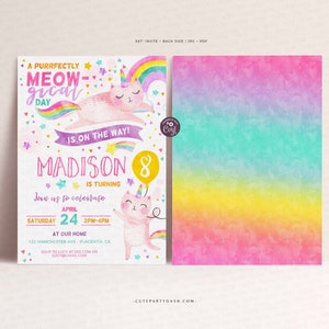 INSTANT DOWNLOAD, Caticorn Birthday Party Invitation, Cat Unicorn ...