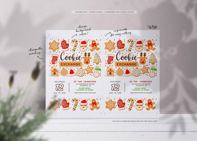 Christmas Cookie Exchange Invitation, Cookie Exchange Party Digital Invite by CutePartyDash.com