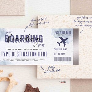 Editable Boarding Pass Ticket Template Printable Surprise Trip Reveal gift ticket Fake Plane Ticket Birthday Gift Voucher INSTANT DOWNLOAD