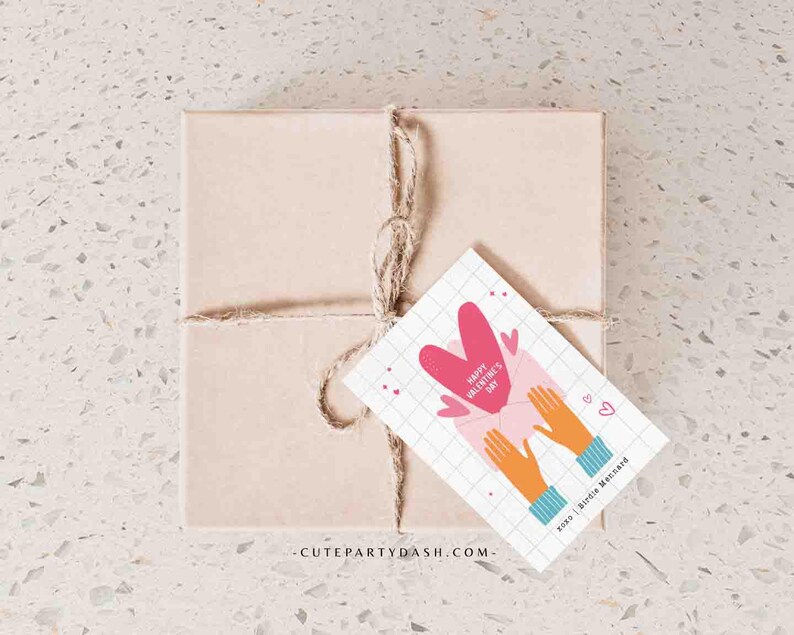 Happy Valentine's Day Classroom Valentine Kids Tag Printable INSTANT DOWNLOAD Teacher Valentines Gift Co worker Team  EDITABLE gift tag