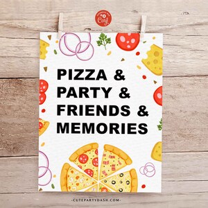 Pizza party Birthday Signs, Editable Party sign decoration, printable Pizza Making Poster Signage decoration, INSTANT digital DOWNLOAD #200