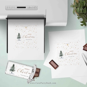 Modern Christmas Chocolate Bar Wrapper Printable INSTANT DOWNLOAD Christmas Gift Idea Editable 1.55oz Candy Bar label Christmas Favor Treat