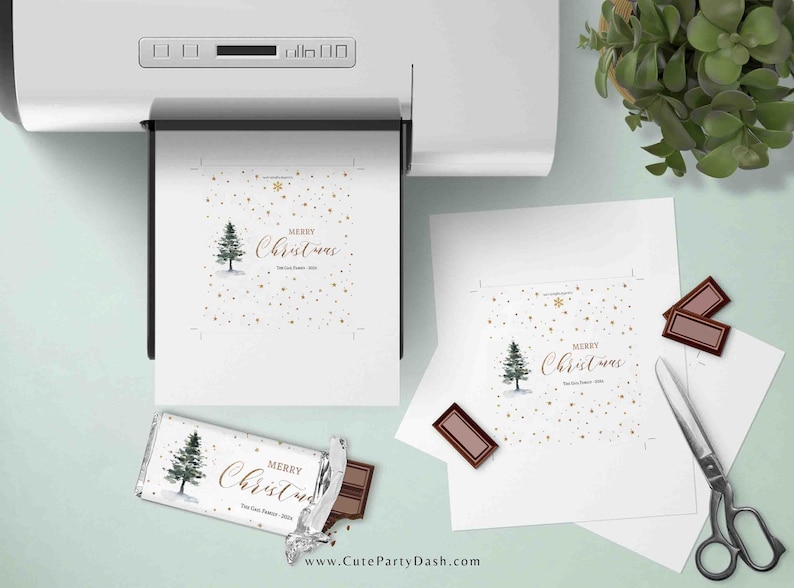 Modern Christmas Chocolate Bar Wrapper Printable INSTANT DOWNLOAD Christmas Gift Idea Editable 1.55oz Candy Bar label Christmas Favor Treat