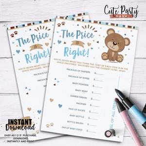 INSTANT DOWNLOAD, kleine beer baby shower spel, afdrukbare de prijs is goed game card, DIY schattige kleine beer baby shower afdrukbare spel, 454