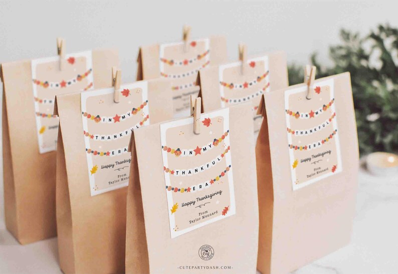 In My Thankful Era Thanksgiving Gift Tag Printable INSTANT DOWNLOAD Friendship Bracelet Trendy Thanksgiving Gratitude Favor Treat Tag
