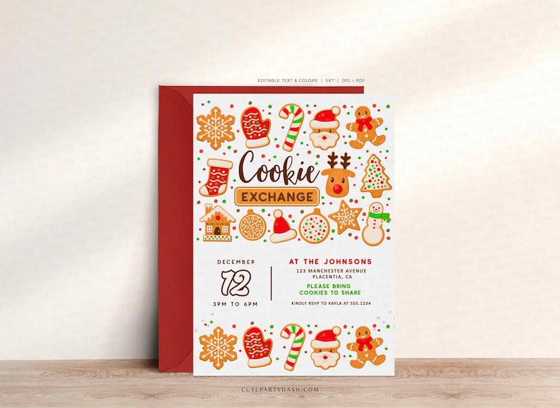 Christmas Cookie Exchange Invitation, Cookie Exchange Party Digital Invite by CutePartyDash.com