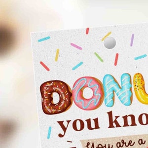Editable Donut Gift Tag, Donut You Are a Fantastic Teacher Tag, Donuts Nurse Teacher Staff School pto pta Appreciation Week