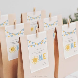 Little Sunshine Birthday Boy favor tag, INSTANT DOWNLOAD 446