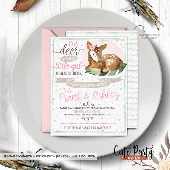 Deer Baby Shower Invitation Oh Deer Baby Shower Decorations Etsy