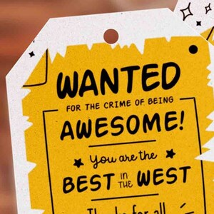 Best in the West Teacher Appreciation Tag Printable Wild West Editable Thank You Tag Appreciation Week Employee Nurse Staff INSTANT DOWNLOAD