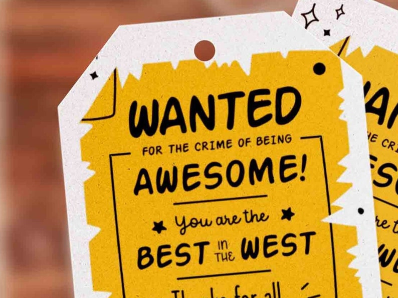 Best in the West Teacher Appreciation Tag Printable Wild West Editable Thank You Tag Appreciation Week Employee Nurse Staff INSTANT DOWNLOAD