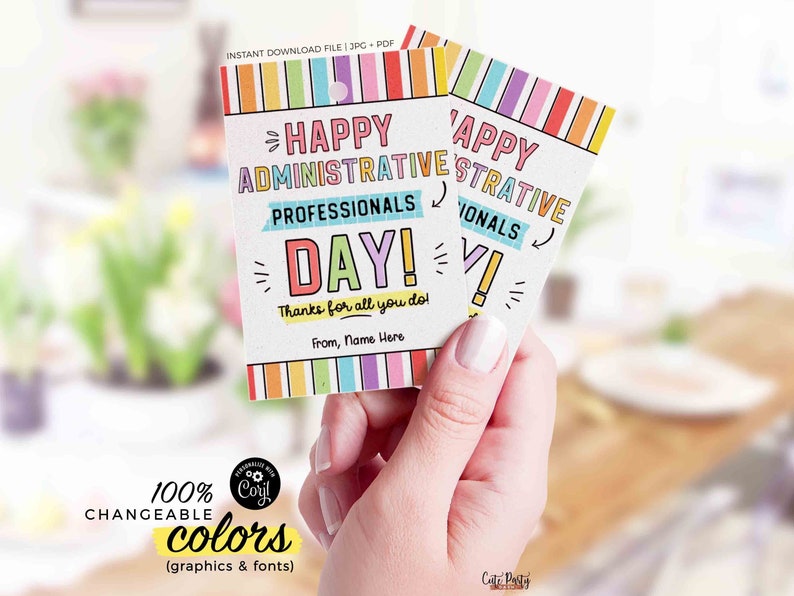 Administrative Professionals Day gift tag Employee Appreciation Week Printable Thank You Card Gift for Staff team member INSTANT DOWNLOAD