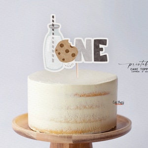 Minimal Milk and Cookies Birthday cake topper