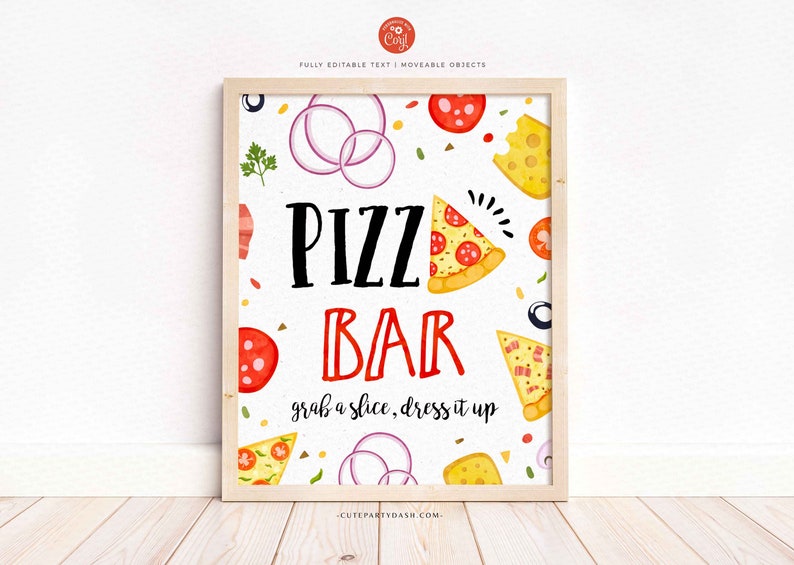 Pizza party Birthday Signs, Editable Party sign decoration, printable Pizza Making Poster Signage decoration, INSTANT digital DOWNLOAD #200