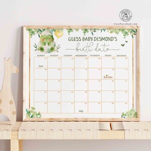 EDITABLE Dinosaur Baby Shower Guess the Due Date Calendar Game, Prediction Poster, Guess Baby's Birth Date Calendar INSTANT DOWNLOAD