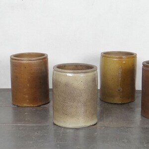 Franse antieke jampot, geglazuurd aardewerk, grijze kleur, boerderij, Frans landelijk decor