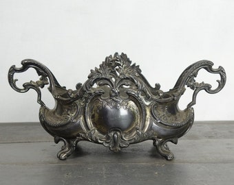 French Antique table planter, jardiniere planter, spelter plant pot, Rococo Style, Rocaille Style