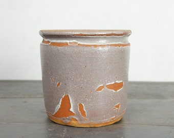 Franse vintage pot, confitpot, voorraadpot, geglazuurd aardewerk, collectie, aardewerkstudio, ca 1960