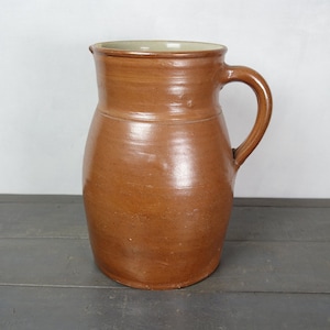 11&#39;&#39; Large Vintage Pitcher, jug, glazed stoneware, vase, Farmhouse, Rustic