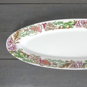 23&#39;&#39;, French Vintage XL oval dish, Porcelaine de Paris, oval serving dish, fish dish, Seaweed pattern