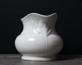 Antique French white pitcher, porcelain jug, Acanthus leaves vase, Shabby Chic, Jeanne d 39 Arc Living, ca 1900