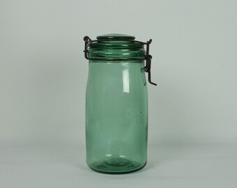 French Vintage glass jar L'IDEALE, canning jar glass, 1L