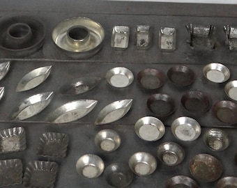 Set of small vintage individual cake molds, supplies for creative project, vintage pastry molds